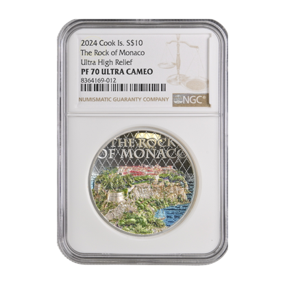 The Architectures Of The World The Rock Of Monaco 2 Oz Fine Silver Coin - PF 70 ULTRA CAMEO