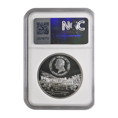 The Architectures Of The World The Rock Of Monaco 2 Oz Fine Silver Coin - PF 70 ULTRA CAMEO