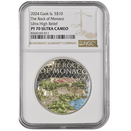 The Architectures Of The World The Rock Of Monaco 2 Oz Fine Silver Coin - PF 70 ULTRA CAMEO - PARTHAVA COIN