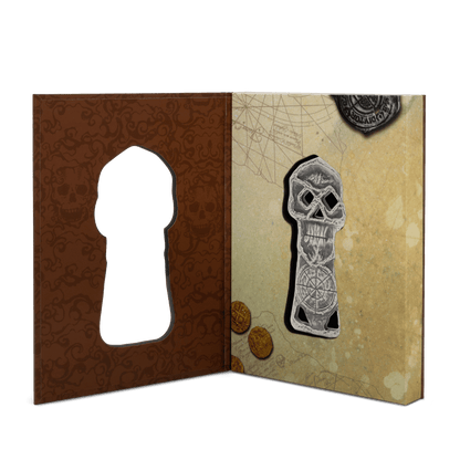 The Goonies Copper Bones Skeleton Key Silver Coin packaging AGORO
