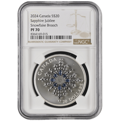 The Sapphire Jubilee Snowflake Brooch Fine Silver Coin - PF 70 - PARTHAVA COIN