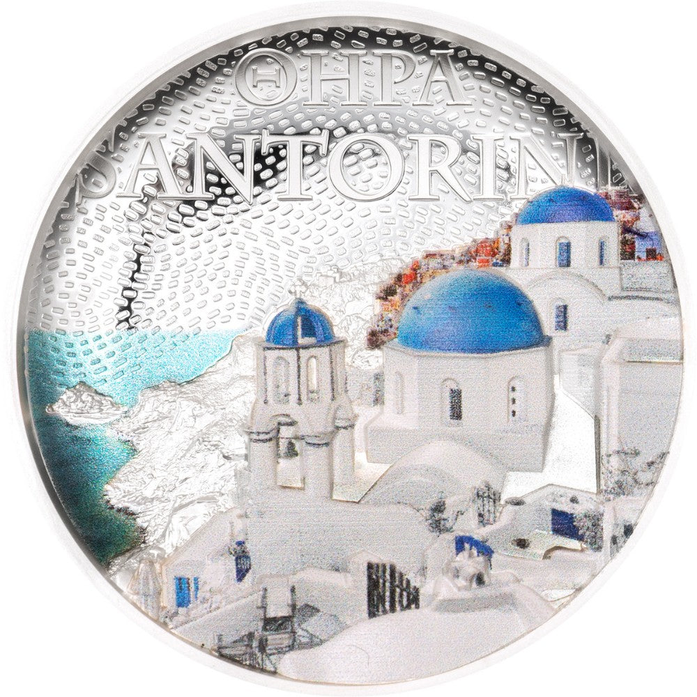 The Architectures of the World Santorini 2 Oz Fine Silver Coin reverse royal Canadian Mint
