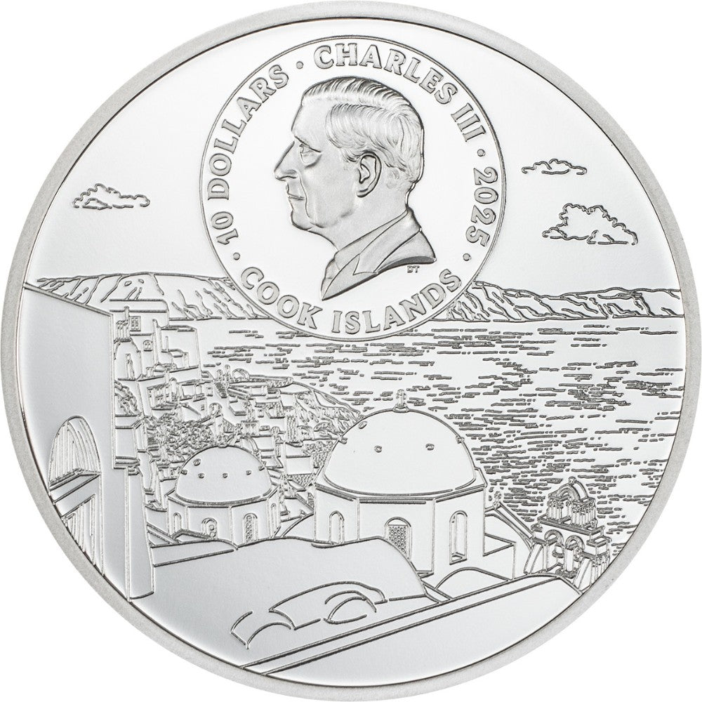 The Architectures of the World Santorini 2 Oz Fine Silver Coin obverse royal Canadian Mint