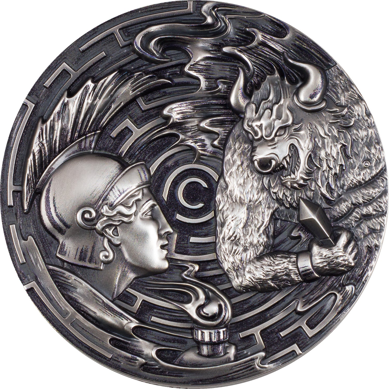 THESEUS AND THE MINOTAUR Evil Within 3 Oz Silver Coin $20 Palau 2021