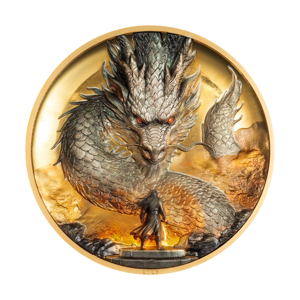 Thunder Dragon Gilded 5 Oz Silver Coin 2026 Parthava Coin CIT Coin Invest AG