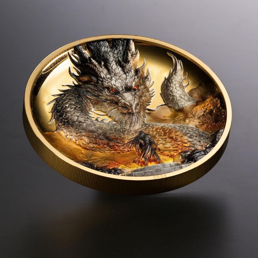 Thunder Dragon Gilded 5 Oz Silver Coin 2026 Parthava Coin CIT Coin Invest AG