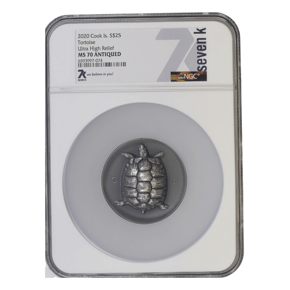 Tortoise Numismatic Icons 5 Oz Silver Coin 2020 - MS 70 ANTIQUED