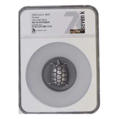 Tortoise Numismatic Icons 5 Oz Silver Coin 2020 - MS 70 ANTIQUED