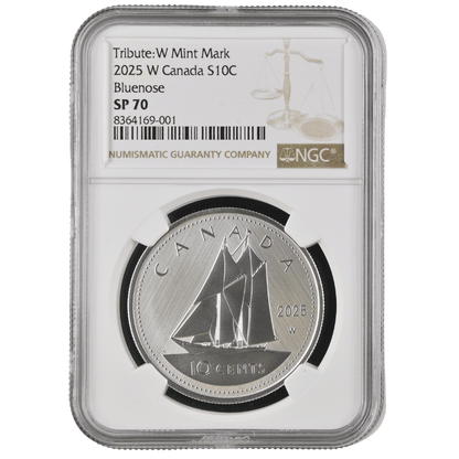 Tribute: W Mint Mark Bluenose 1 Oz Fine Silver Coin - SP 70 - PARTHAVA COIN