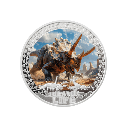 Triceratops Jurassic Life 2 Oz Silver Coin 2025