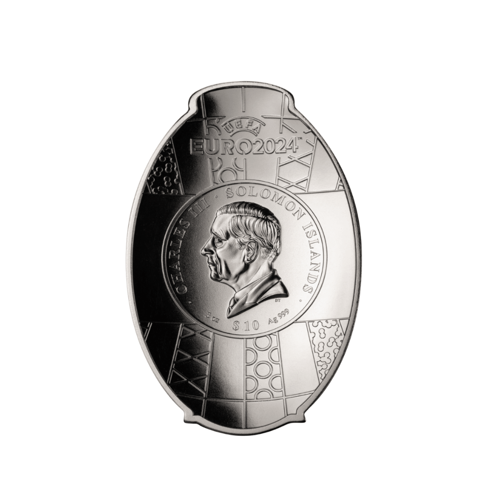 UEFA OFFICIAL TROPHY 3 Oz Silver Coin $10 Solomon Islands 2024