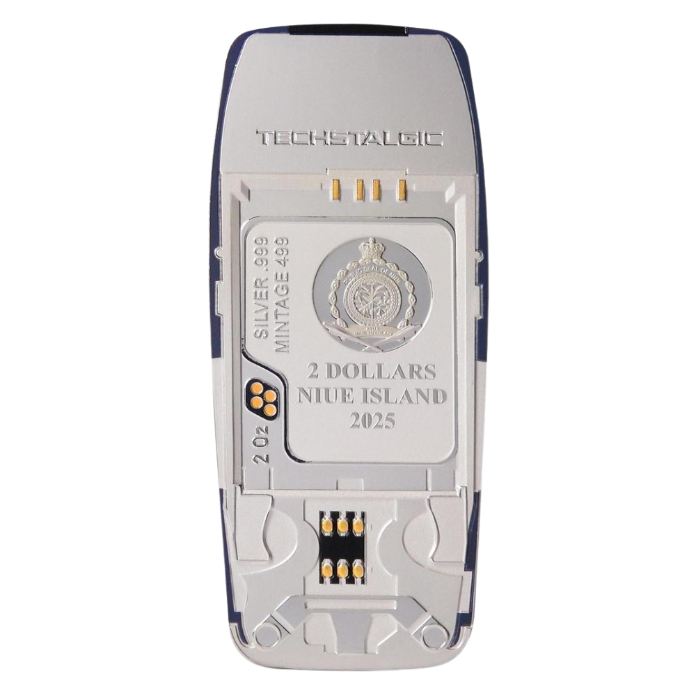 UNBREAKABLE PHONE Colored Gilded TechStalgic 2 Oz Silver Coin $2 Niue 2025 - PARTHAVA COIN