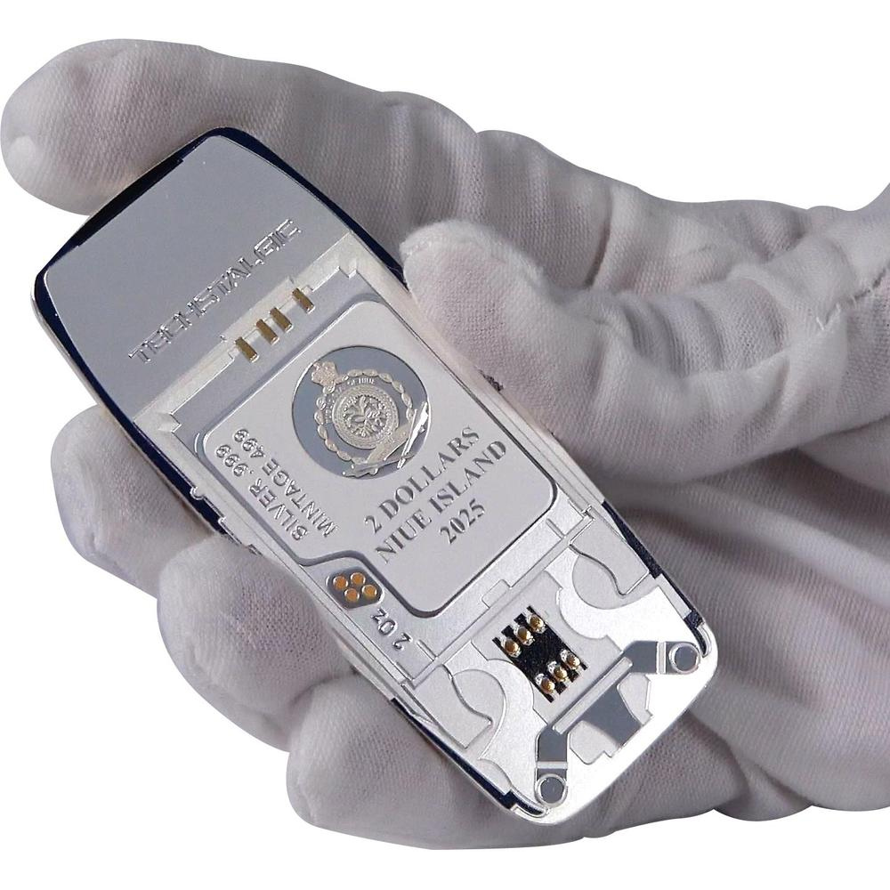 UNBREAKABLE PHONE Colored Gilded TechStalgic 2 Oz Silver Coin $2 Niue 2025 - PARTHAVA COIN