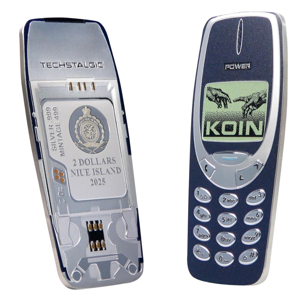 UNBREAKABLE PHONE Colored Gilded TechStalgic 2 Oz Silver Coin $2 Niue 2025 - PARTHAVA COIN