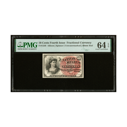 US 10 Cent Fr#1258 Fourth Issue Fractional Currency PMG 64 Choice Uncirculated EPQ