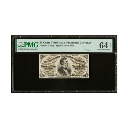 US 25 Cent Fr#1291 Third Issue Fractional Currency PMG 64 Choice Uncirculated EPQ