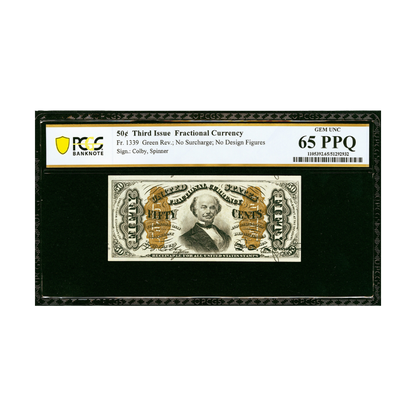 US 50 Cent Fr#1339 Third Issue Fractional Currency PCGS 65 Gem Uncirculated PPQ