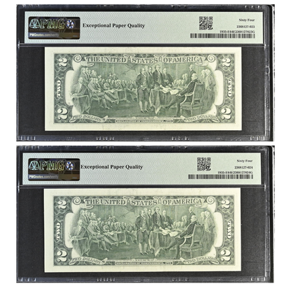 US $2 1976 Fr#1935-E Federal Reserve Note Richmond Choice UNC 64 Consecutive Pair