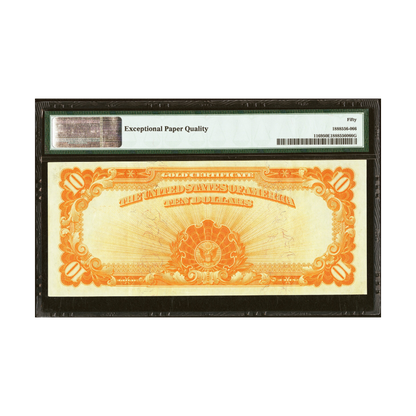 US $10 1907 Fr#1169 Gold Certificate PMG 50 About Uncirculated EPQ