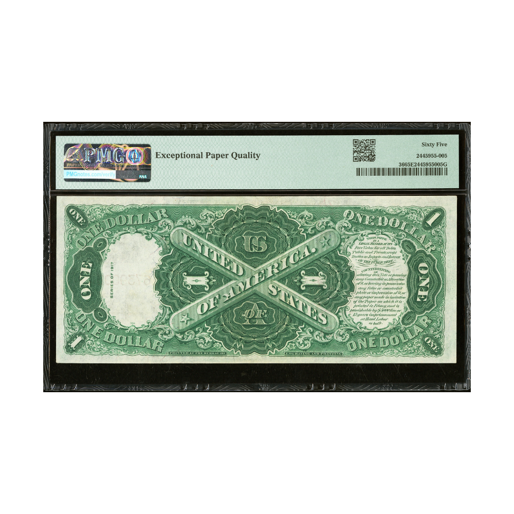 US $1 1917 Fr#36 Legal Tender Note PMG 65 Gem Uncirculated EPQ