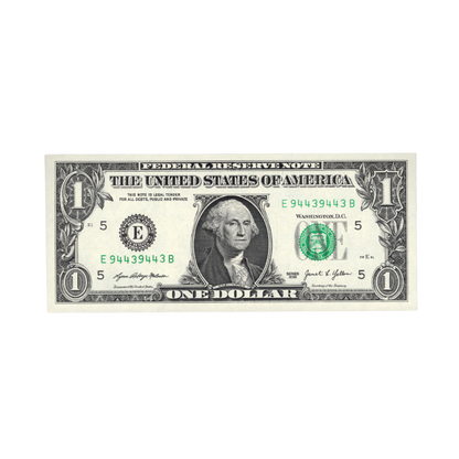 US $1 2021 Fr. 3007-E Federal Reserve Note Repeater Serial Number E94439443B UNC