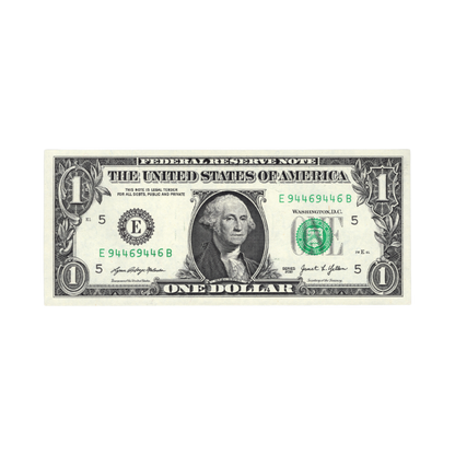 US $1 2021 Fr. 3007-E Federal Reserve Note Repeater Serial Number E94469446B UNC