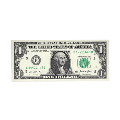 US $1 2021 Fr#3007-E Federal Reserve Note Radar Serial Number E94411449B UNC