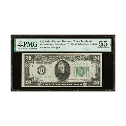 US $20 1934 Fr#2054-D★ Federal Reserve Note Star Note PMG 55 About Uncirculated EPQ