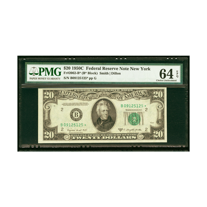 US $20 1950C Federal Reserve Note Cleveland ✯ Star PMG CU 64 EPQ