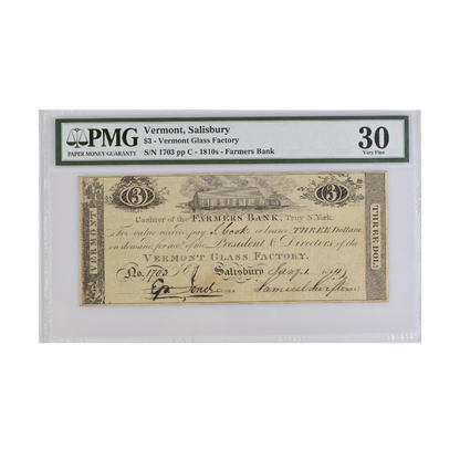 US $3 1810s Vermont Salisbury Vermont Glass Factory VF 30