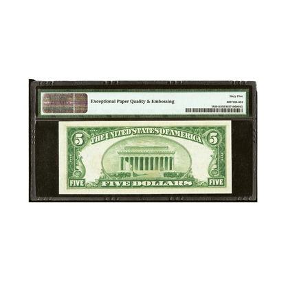 US $5 1929 Fr#1850-K Federal Reserve Bank Note Dallas PMG 65 Gem Uncirculated EPQ