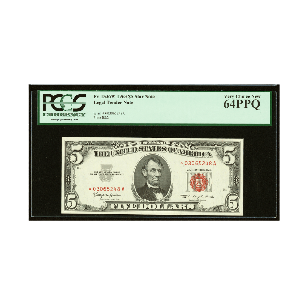 US $5 1963 Fr#1536★ Legal Tender Star Note PCGS 64 Very Choice New PPQ