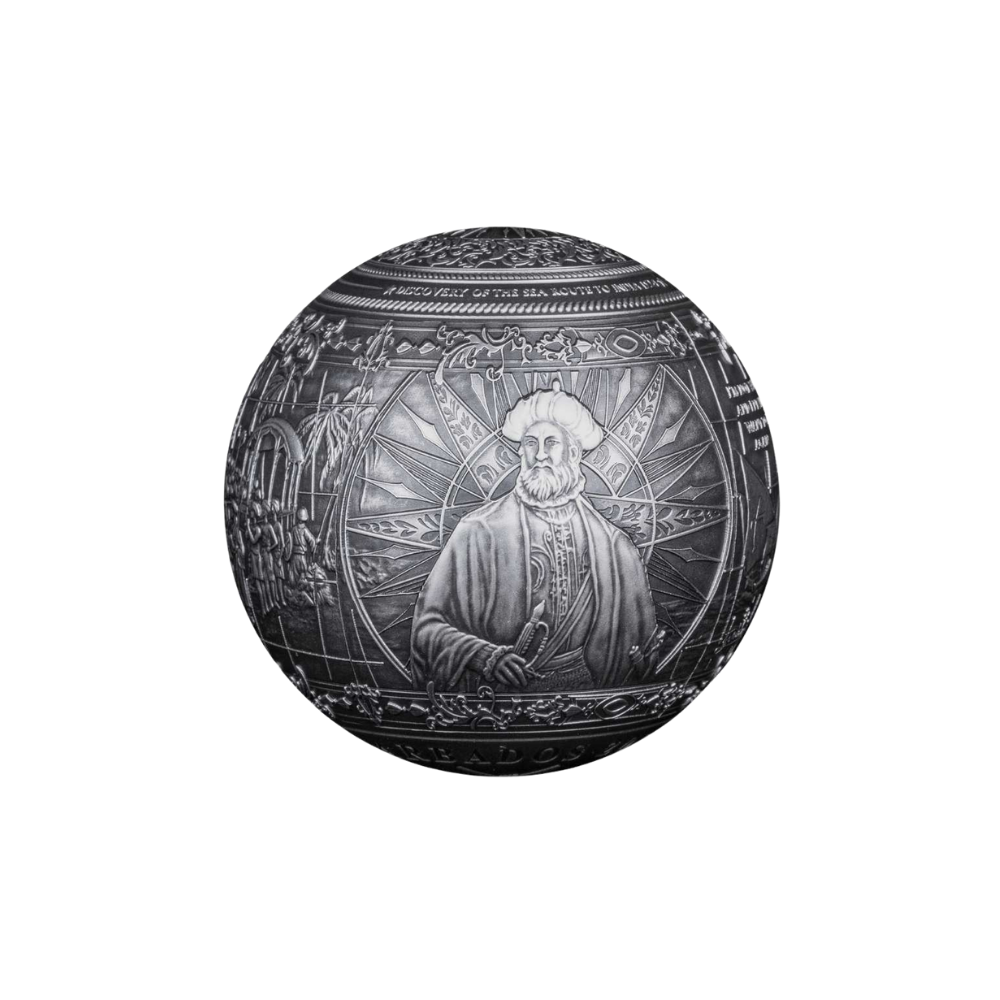 VASCO DA GAMA 1 Kilo Spherical Silver Coin $25 Barbados 2025