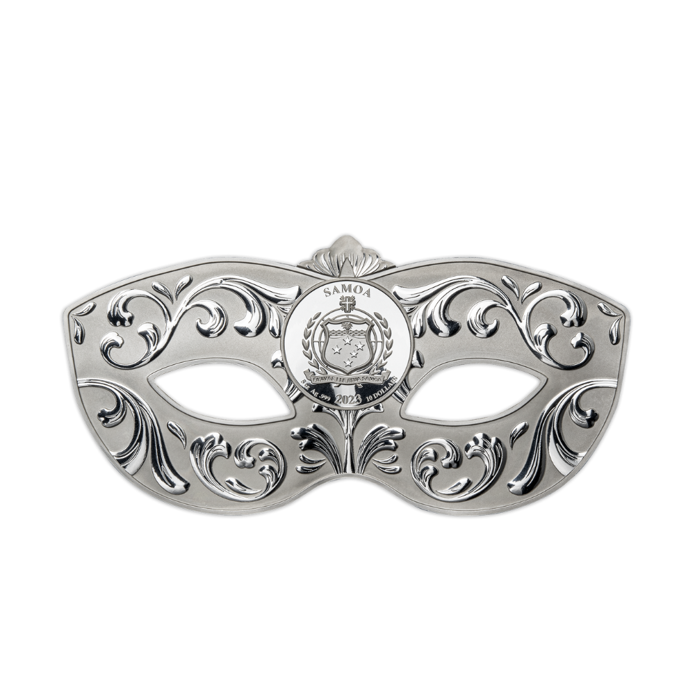 VENETIAN MASK 5 Oz Silver Coin $10 Samoa 2023