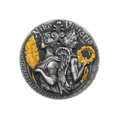 VICTORIA AND NIKE Strong and Beautiful Goddesses 2 Oz Silver Coin $5 Niue 2018