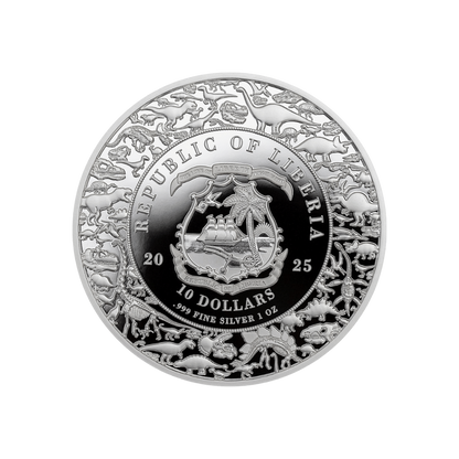 Velociraptor Jurassic Life 1 Oz Silver Coin 2025