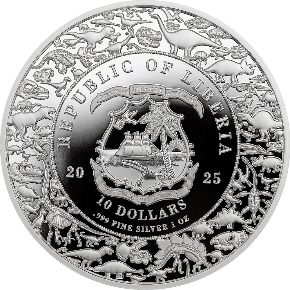 Velociraptor Jurassic Life 1 Oz Silver Coin 2025