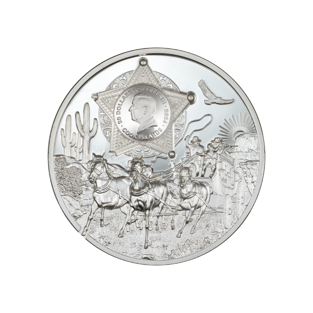 WILD WEST Legends 3 Oz Silver Coin $20 Cook Islands 2024