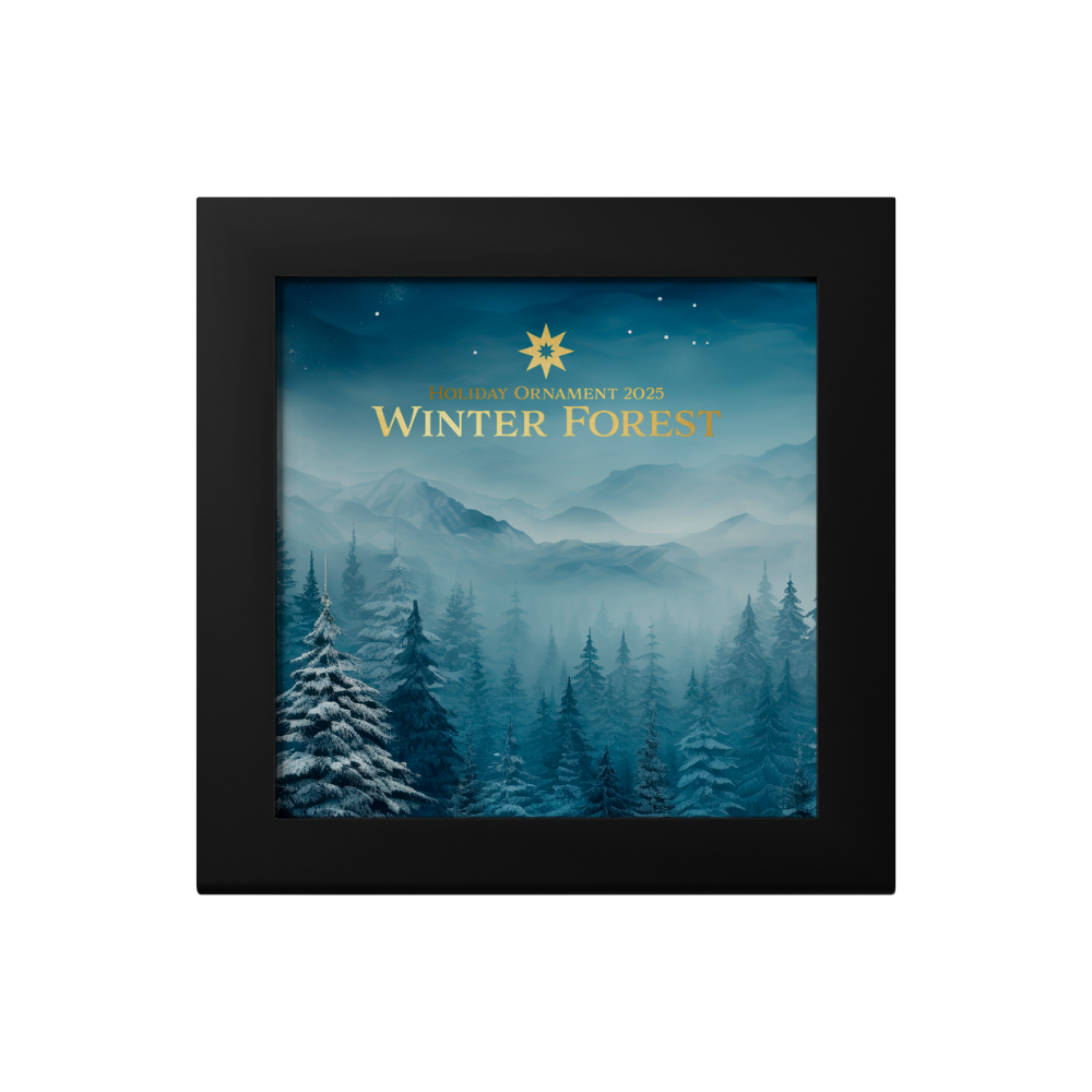Winter Forest Holiday Ornament Gilded 1 Oz Silver Coin $5 Cook Islands 2025