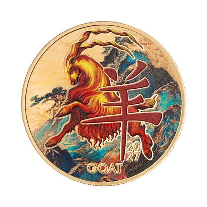 Year of The Goat Lunar Zodiac 1/2 Oz Silver Coin 2027 MINT XXI