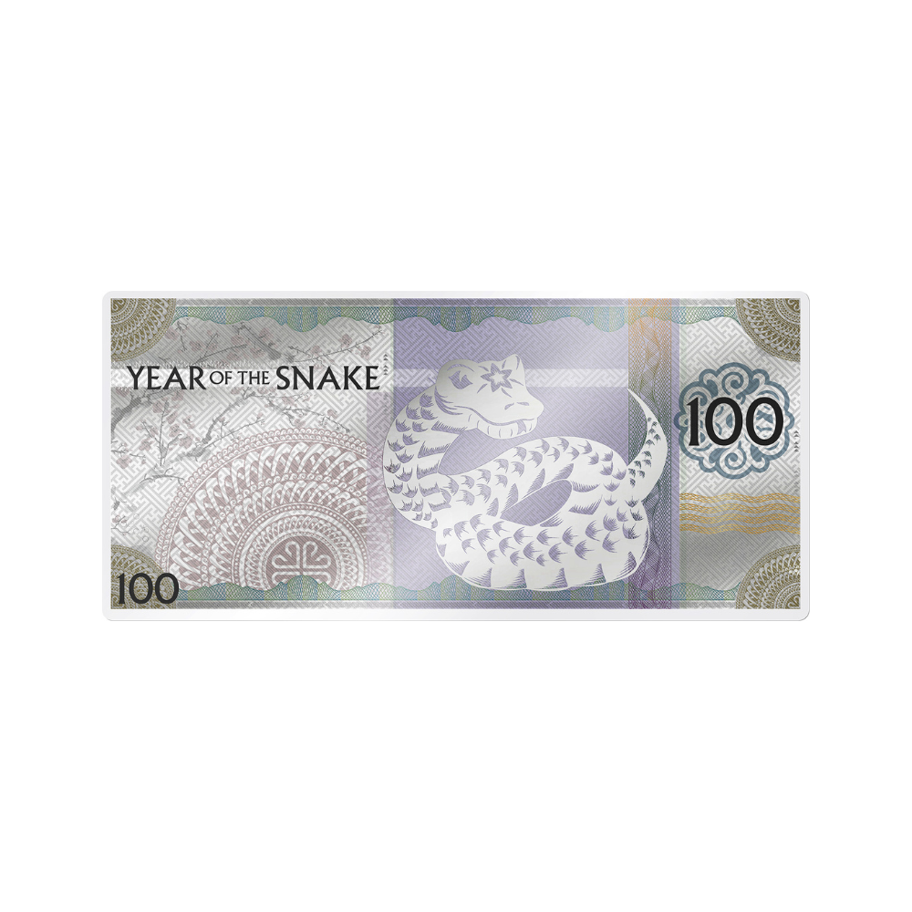 YEAR OF THE SNAKE Silver Note 100 Togrog Mongolia 2025
