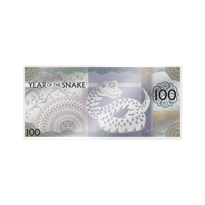 YEAR OF THE SNAKE Silver Note 100 Togrog Mongolia 2025