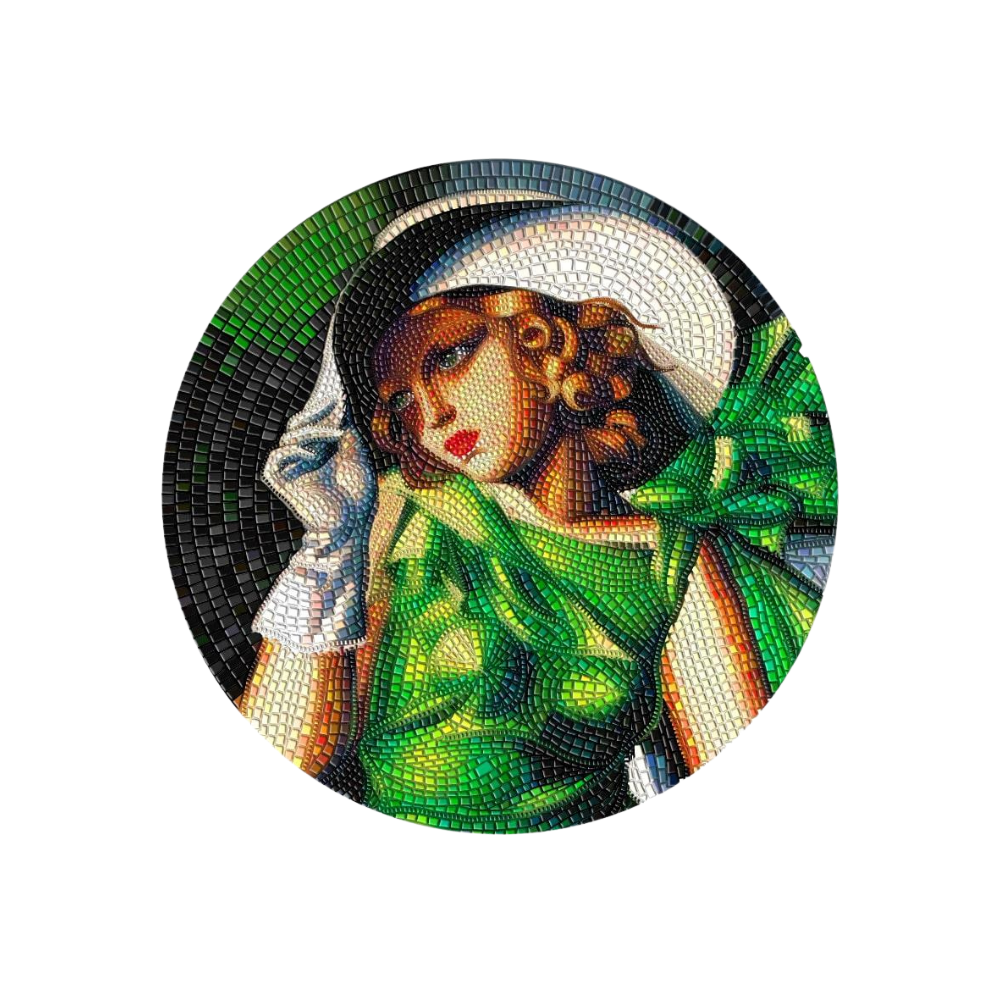 YOUNG GIRL IN GREEN Tamara de Lempicka Great Micromosaic Passion 3 Oz Silver Coin $20 Palau 2021