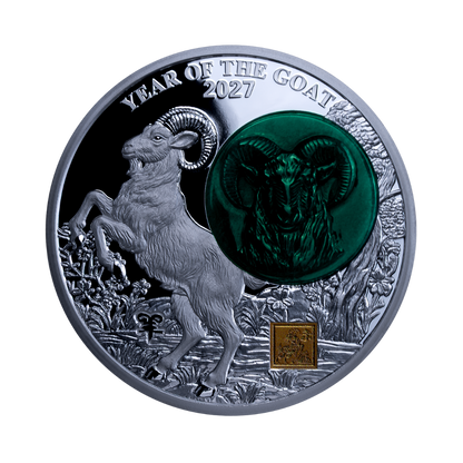 Year of the Goat 2 Oz Silver with Jade 2027 MDM