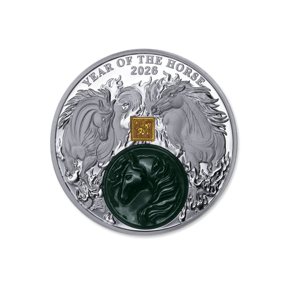 Year of the Horse 2 Oz Silver with Jade 2026