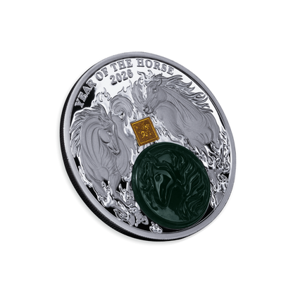 Year of the Horse 2 Oz Silver with Jade 2026