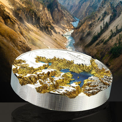 Yellowstone National Park Topography 5 Oz Silver Coin 2025