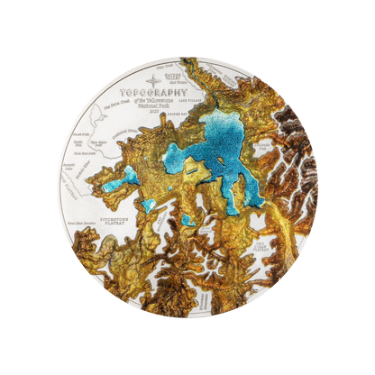 Yellowstone National Park Topography 5 Oz Silver Coin 2025