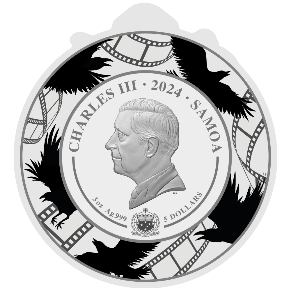 ALFRED HITCHCOCK 125th Anniversary 3 Oz Silver Coin $5 Samoa 2024 - PARTHAVA COIN