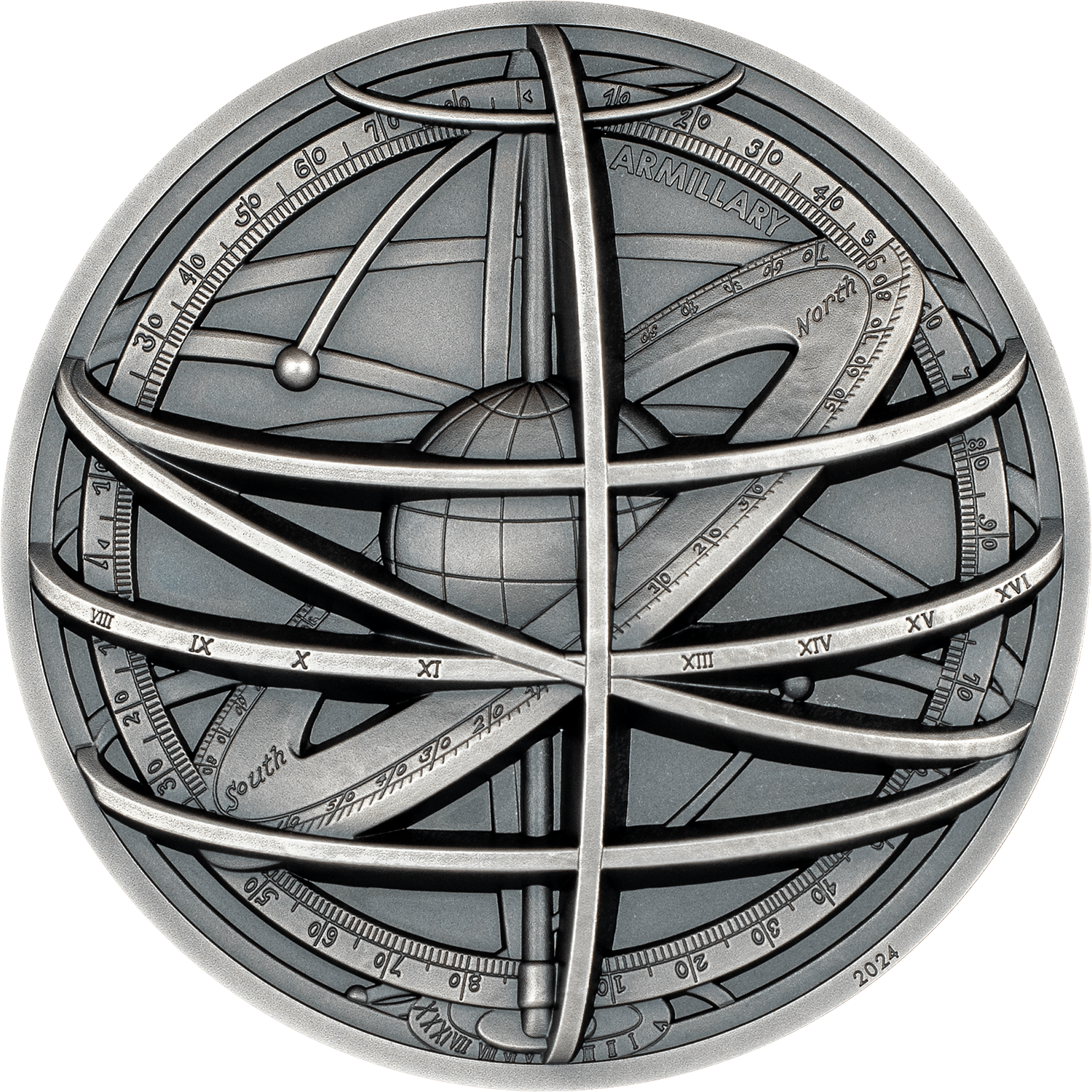 ARMILLARY SPHERE Historic Instruments 2 Oz Silver Coin $10 Cook Islands 2024 - PARTHAVA COIN